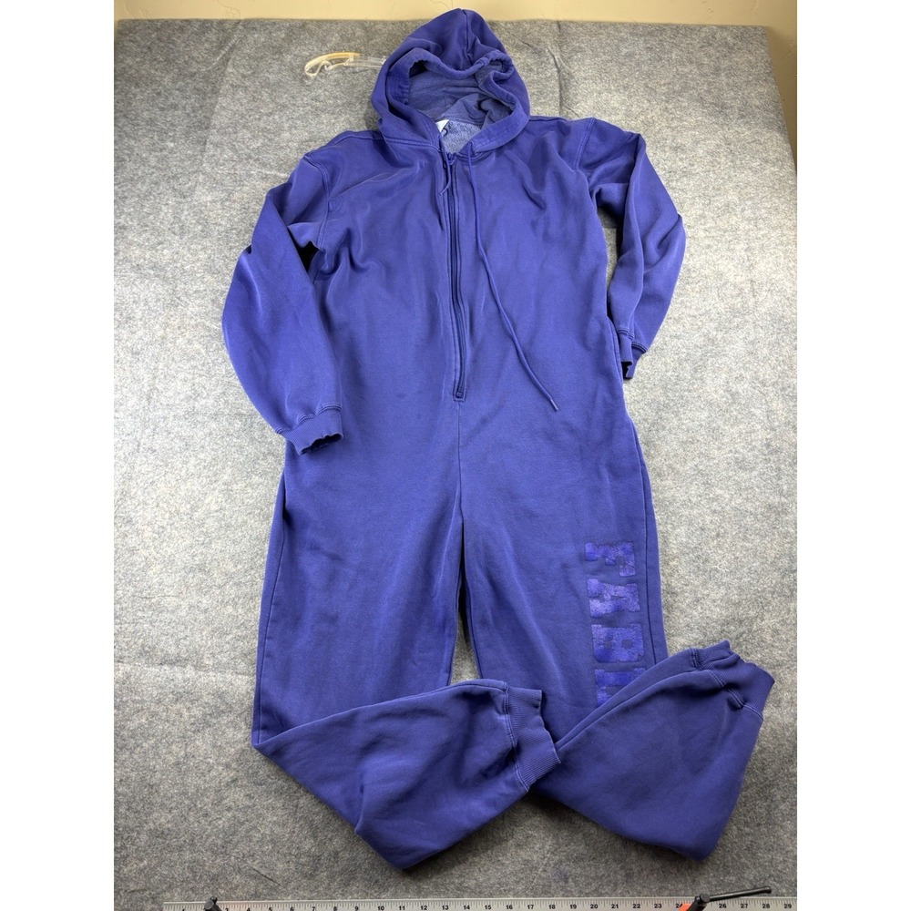 Fabletics Women's‎ L Fleece Hooded One Piece Purple Oversized Jumper Romper SEE